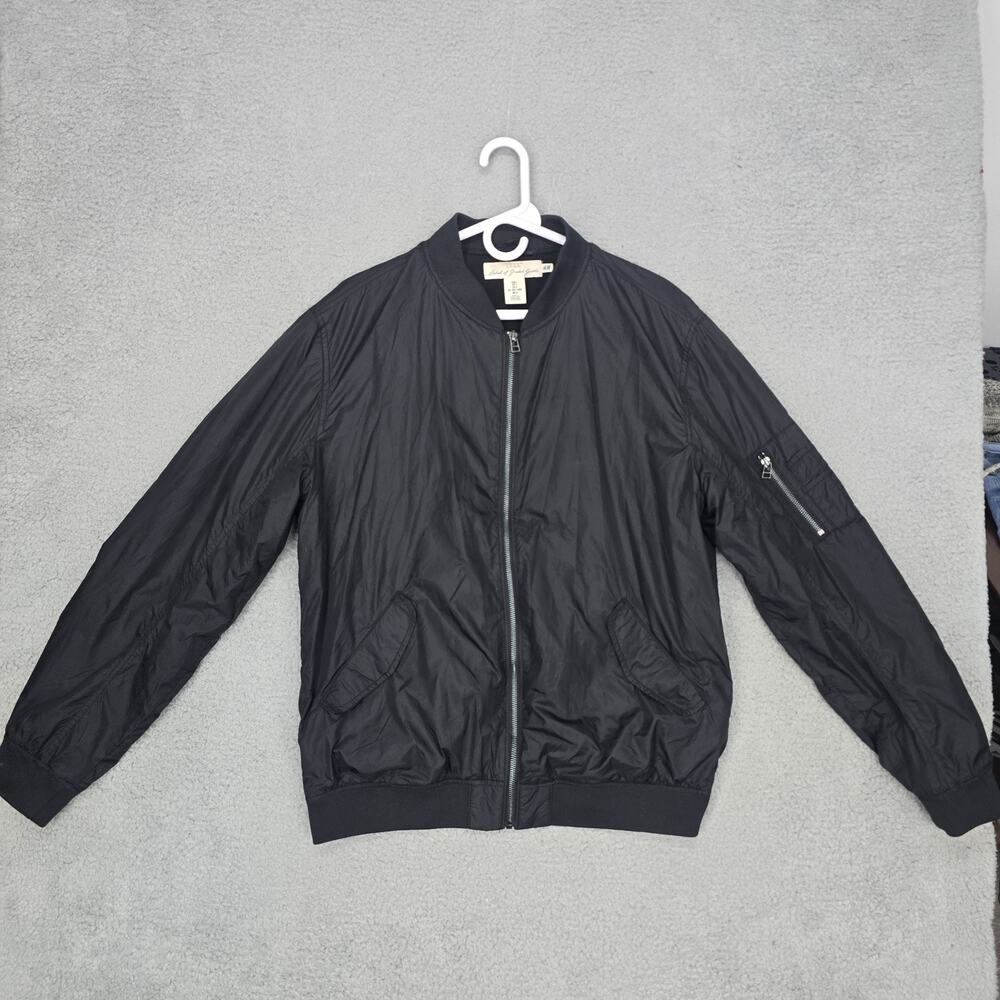 H&M LOGG Mens Large Black MA-1 Bomber Jacket Lightweight Flight Utility Pocket